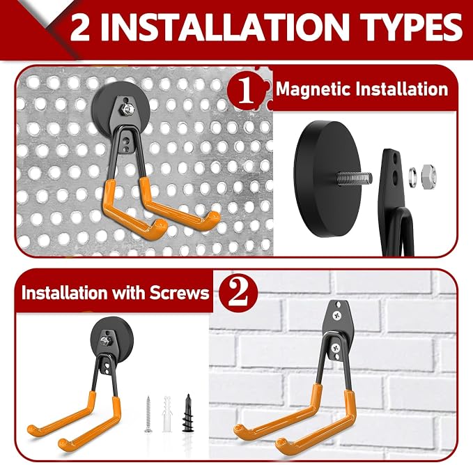 3-H Heavy Duty Magnet Garage Hooks 2 Pack, Extra Large Strong Magnetic Hooks - Image 2