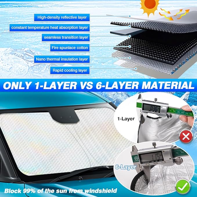 Windshield Sun Shade for 2016-2025 2026 Toyota Tacoma Accessories Thicken - Image 3