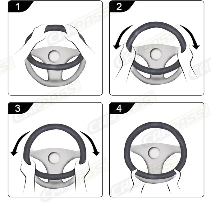 CAR PASS Rhombus Leather Universal Steering Wheel Cover, Fit - Image 6