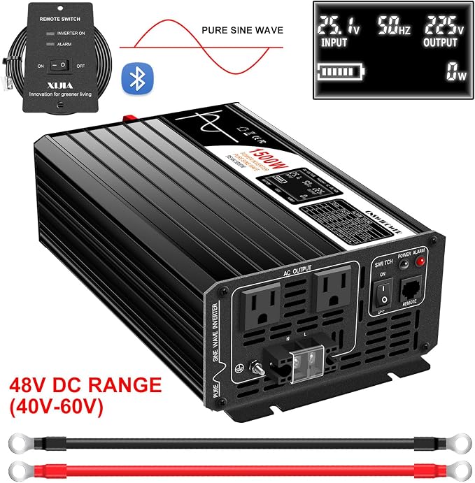 Xijia 1500W LCD-Dispaly 48v to 120v Pure sine Wave 60HZ Solar Inverter - Image 3