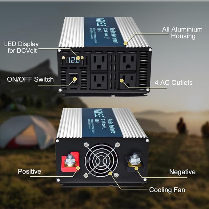 WZRELB 1800W Pure Sine Wave Inverter 48V DC to 110V 120V AC, Car Power Inverter - Image 4