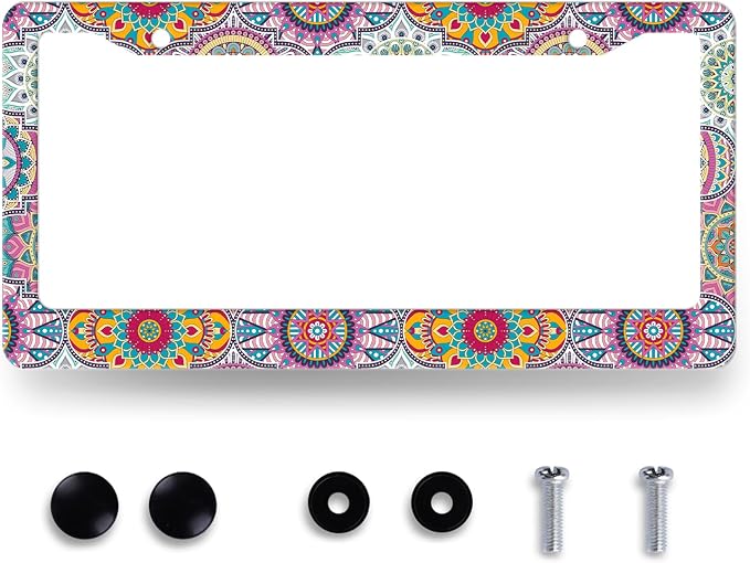 Mandala Hippie License Plate Frame Boho Print License Plate Holder Stainless by RNKATIH