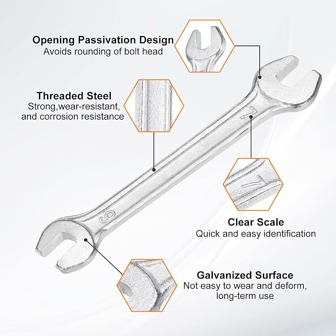 HARFINGTON Double Open End Wrench 6mm x 7mm Metric 15 Degree Offset Angle Small - Image 4