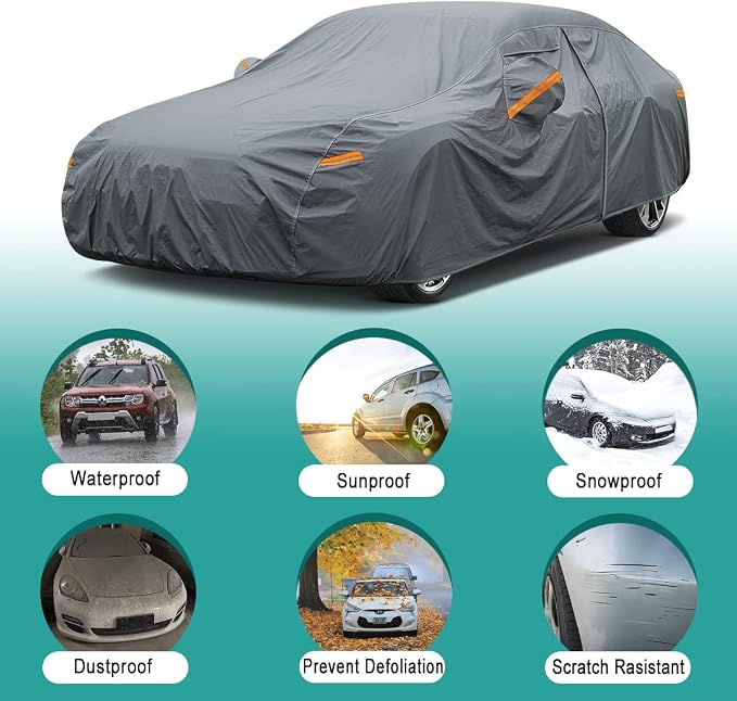 16 Layers Car Cover Waterproof All Weather, Heavy Duty Outdoor Car Cover - Image 4