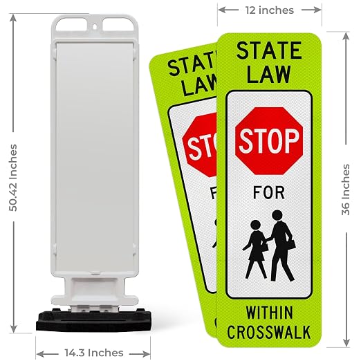 State Law Stop for Pedestrian in Crosswalk MUTCD R1-6a Sign, Double Sided 3M - Image 3