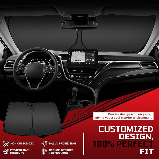 Windshield Sun Shade for 2024-2025 Kia EV9 Foldable Sun Sunshade for Car Front - Image 2