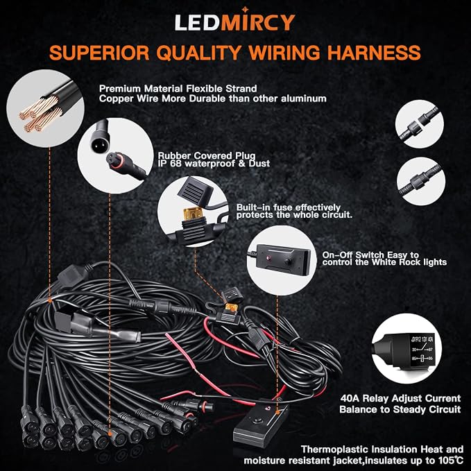 White Rock Lights, LEDMIRCY R3 Pure White LED Rock Lights Kit 16PCS - Image 5