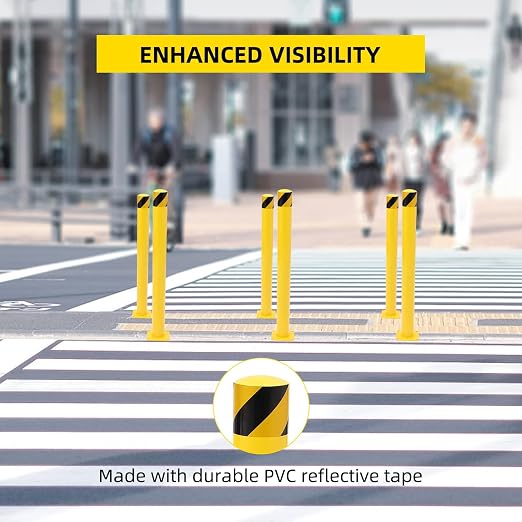 Safety Bollard 2 Packs, 42 Inch Height Steel Post, 4.5 Inch Diameter Parking - Image 3