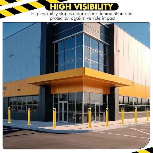 6 Pack Safety Bollard Post, 48 Inch Height 4.5 Inch Diameter Yellow Pipe Safety - Image 5