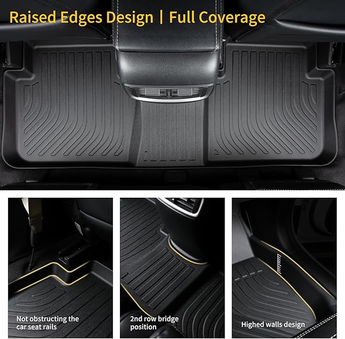GINOWY-Floor Mats for Dodge Challenger RWD 2015-2023, TPE All Weather - Image 5