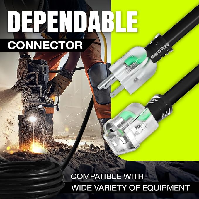 50ft Outdoor/Indoor Extension Cord 14/3 Gauge Heavy Duty 3 Prong SJTW, - Image 4