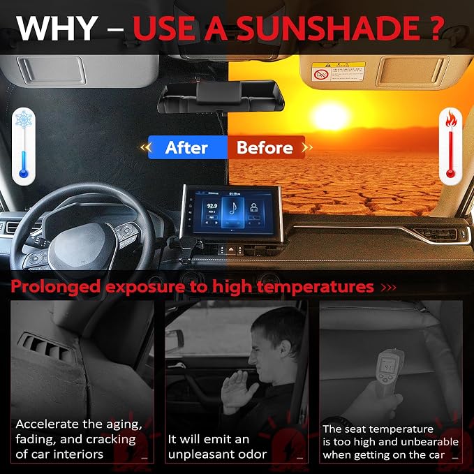 KAYZT Windshield Sun Shade for 2022-2025 2026 Nissan Frontier Foldable Sunshade - Image 3