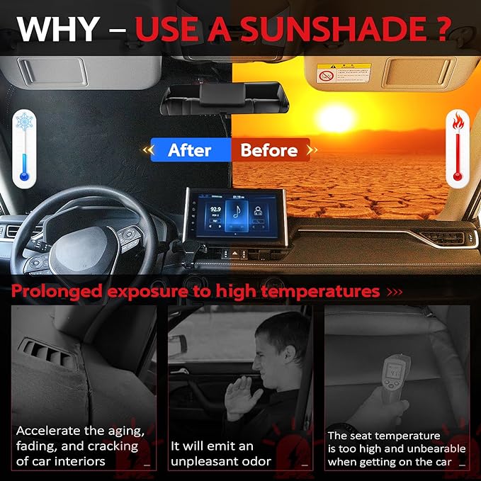 KAYZT Windshield Sun Shade for Toyota Camry 2018-2024 LE XLE Hybrid SE XSE - Image 4