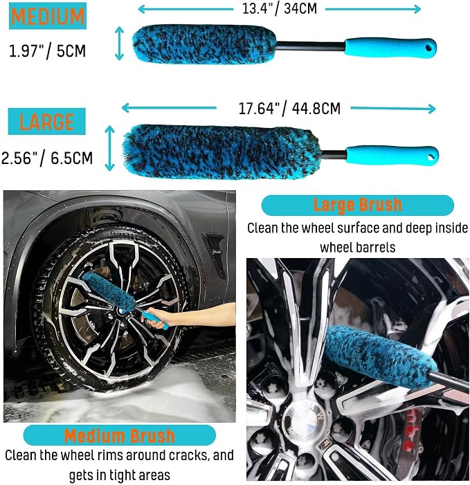 PRO Choice 4 Pack Long Handle Wheel Brush Kit - Image 3