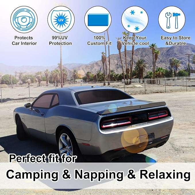 TINGLU Window Shades for Dodge Challenger 2015-2023 Accessories Car Side Full - Image 6