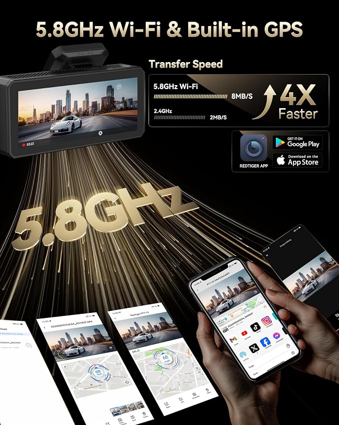 REDTIGER Dual 4K Dash Cam with 256GB eMMC, STARVIS 2 IMX678 Front and Rear Dash - Image 6