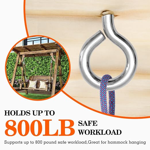 2Pcs Self Tapping Eyelet Screw Eye Bolt，6 Inch Heavy Duty Screw Eyes Hooks ，M10 - Image 4