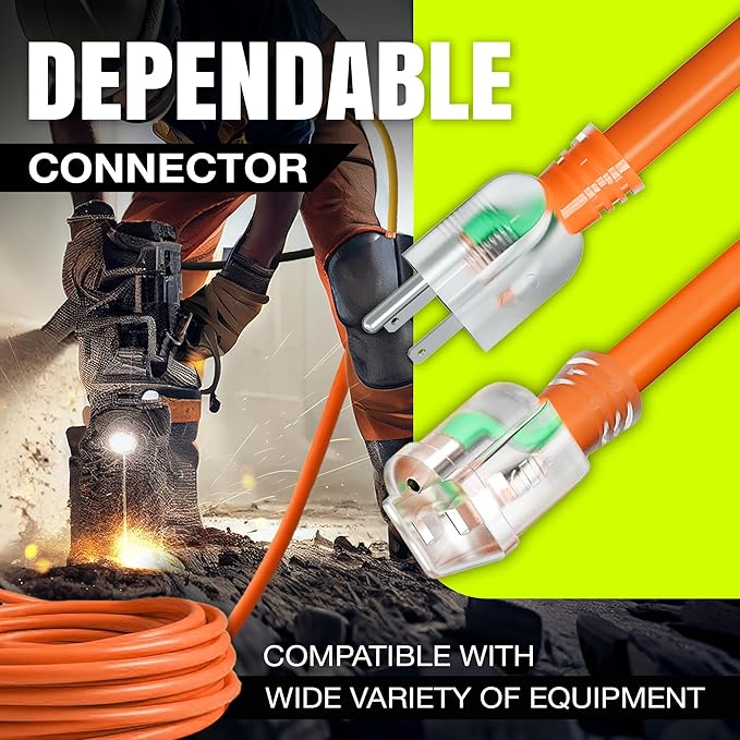 3ft Outdoor/Indoor Extension Cord 16/3 Gauge Heavy Duty 3 Prong SJTW, Waterproof - Image 4