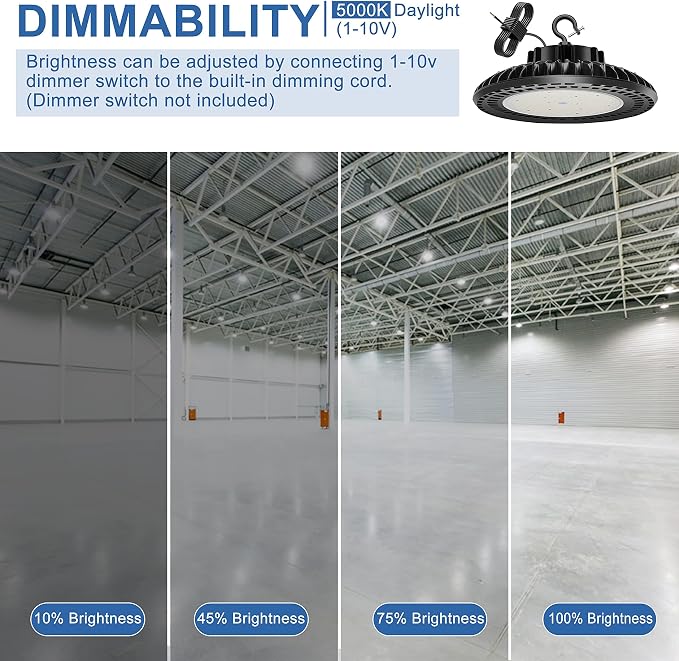 9 Pack 300W LED High Bay Light, UL&DLC Listed 41000LM Dimmable UFO High Bay LED - Image 3