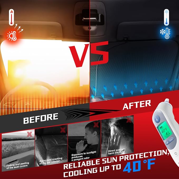 Windshield Sun Shade for 2022 2023 2024 2025 Ford Maverick Foldable Sun - Image 4