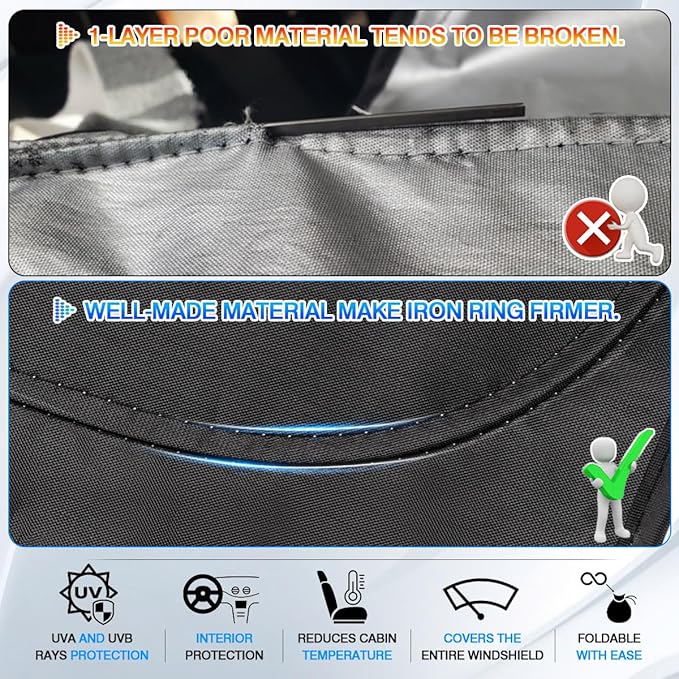 Windshield Sun Shade for 2016-2025 2026 Toyota Tacoma Accessories Thicken - Image 4
