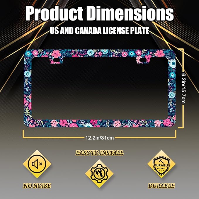 Colorful Flowers License Plate Frame Beautiful Floral Flower License Plate - Image 2