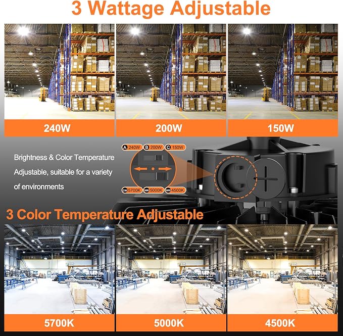 6Pack LED High Bay Lights, 240W UFO High Bay LED Shop Lights, 36000LM - Image 5