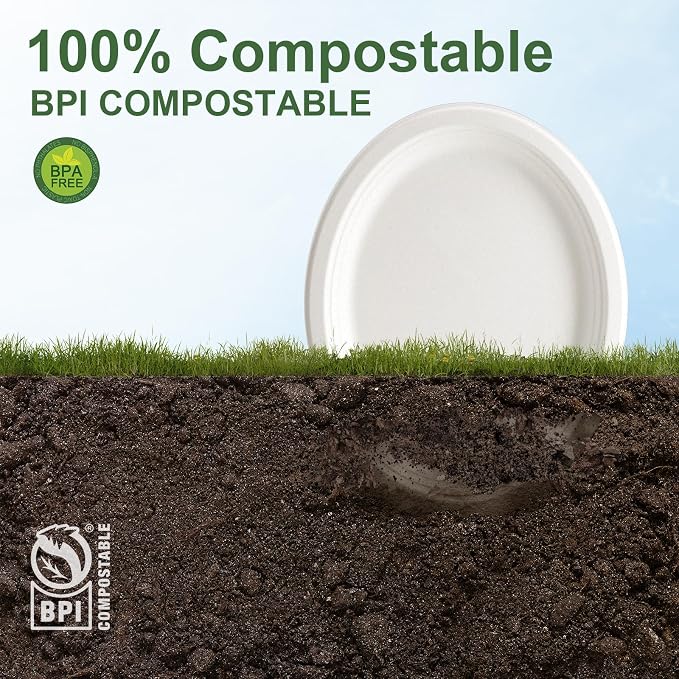 WELLIFE 100% Compostable Oval Paper Plates 12 Inch, Biodegradable Bagasse - Image 5
