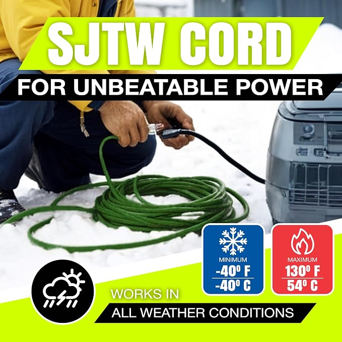 100ft Outdoor/Indoor Extension Cord 10/3 Gauge Ultra Heavy Duty 3 Prong SJTW - Image 8
