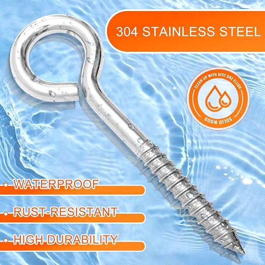 2Pcs Self Tapping Eyelet Screw Eye Bolt，6 Inch Heavy Duty Screw Eyes Hooks ，M10 - Image 6