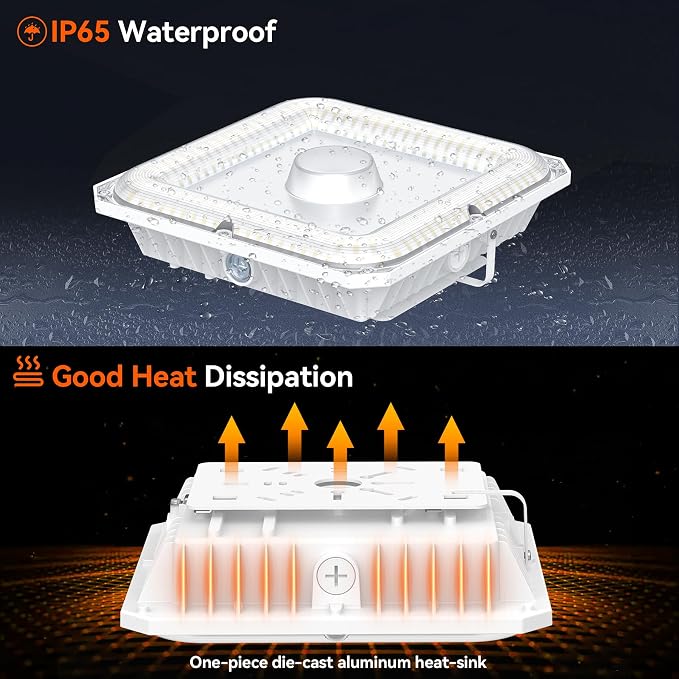 BBESTLED LED Canopy Light with Photocell, 60W 80W 100W Adjustable, ETL&DLC - Image 4