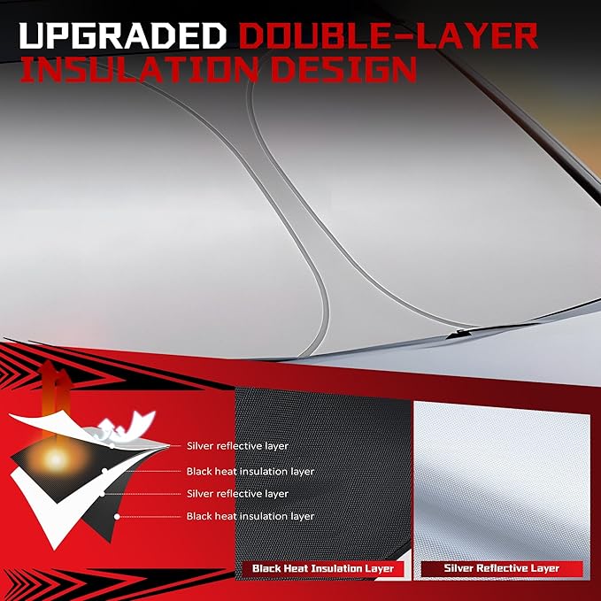 Windshield Sun Shade for 2024-2025 Kia EV9 Foldable Sun Sunshade for Car Front - Image 3