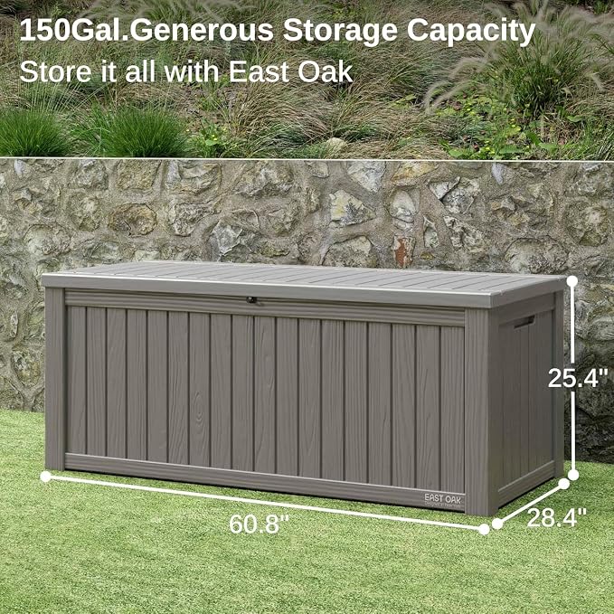 EAST OAK Outdoor Storage Box, 150 Gallon Deck Box, Large Resin Storage Bin - Image 3