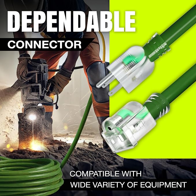 100ft Outdoor/Indoor Extension Cord 12/3 Gauge Extra Heavy Duty 3 Prong SJTW - Image 4