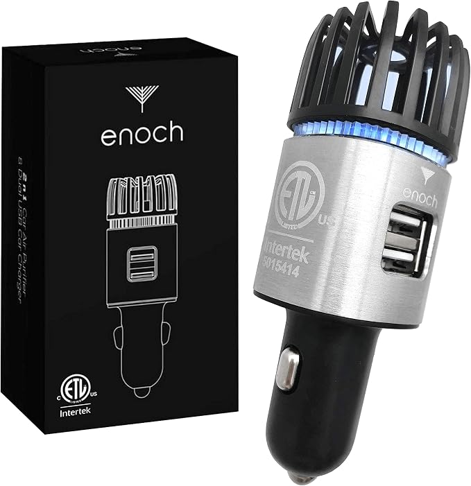 Enoch Car Air Purifier Premium Air Ionizer - 12V Plug-In Ionic Ozone Deodorizer by enoch
