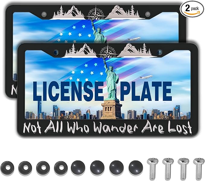 Metal License Plate Frame Black and White License Plate Frames Not All Who by Unknown