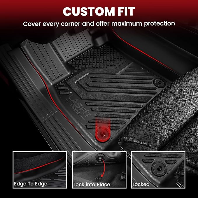 LASFIT Floor Mats & Trunk Mat for Honda Pilot 2016-2022, All Weather TPE Custom - Image 3