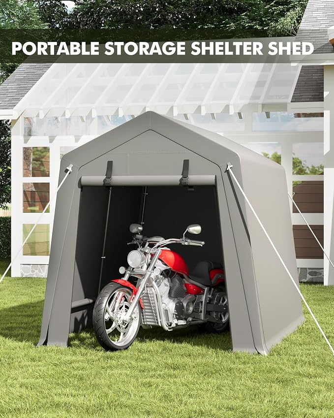 6 x 8 ft Carport Storage Shed, Portable Garage - Image 2