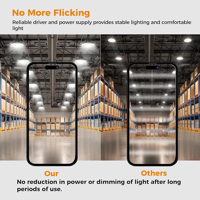 High Bay Lights 180W LED UFO Light LED Shop Lights 32400 LM 6000K IP65 - Image 7