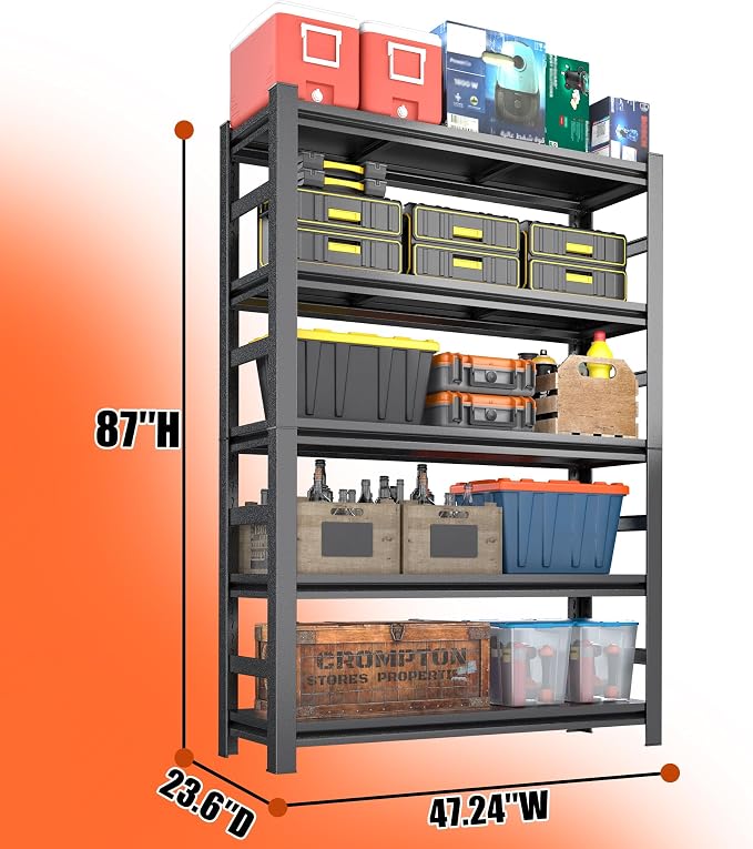 87"H Garage Shelving Heavy Duty Rack, 4500 LBS Ultra Large Capacity 5 Tier - Image 3