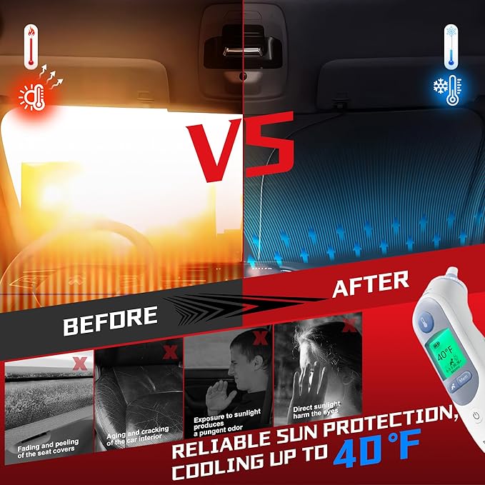 Windshield Sun Shade for 2015-2021 Volkswagen Golf GTI e-Golf VW Golf R 4 Door - Image 4