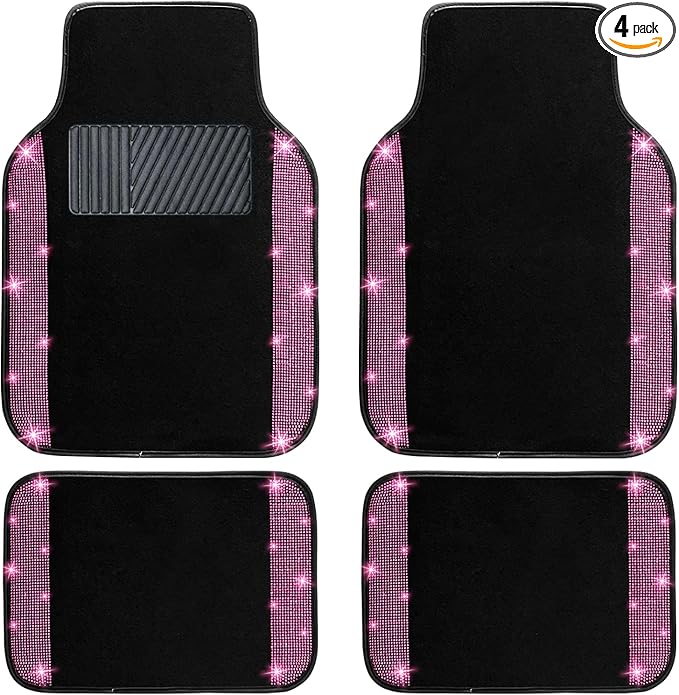 NBTEPEM Pink Bling Car Floor Mats Full Set, Universal Fit Most Cars by NBTEPEM
