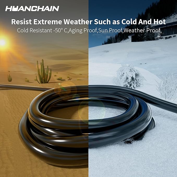 HUANCHAIN Black Outdoor Extension Cord 100 FT Waterproof, Flexible 16/3 Gauge - Image 6