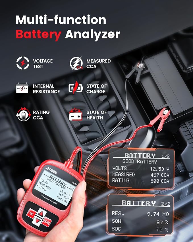 ANCEL BST200 Car Battery Tester 12V Automotive, 100-1100 CCA Battery Load - Image 3
