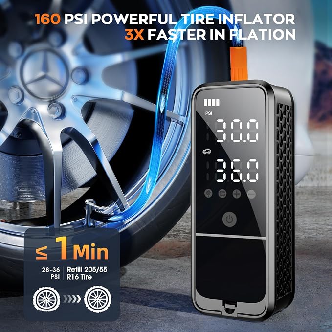 Tire Inflator Portable Air Compressor, 160 PSI Air Pump - Image 2