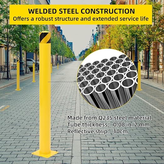 Safety Bollard 2 Packs, 42 Inch Height Steel Post, 4.5 Inch Diameter Parking - Image 6