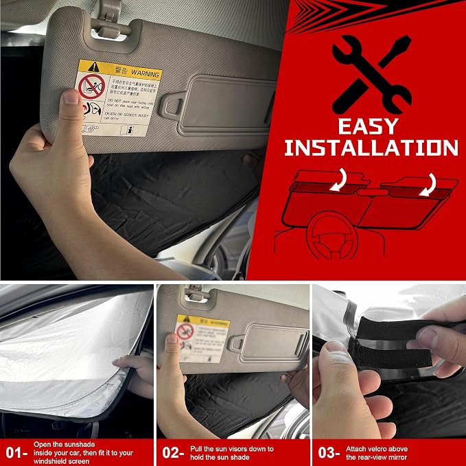 Windshield Sun Shade for 2024-2025 Kia EV9 Foldable Sun Sunshade for Car Front - Image 6