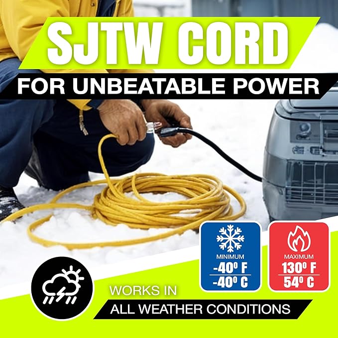 75ft Outdoor/Indoor Extension Cord 12/3 Gauge Extra Heavy Duty 3 Prong SJTW - Image 8