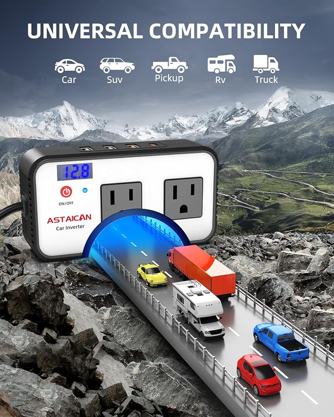 200W Car Power Inverter, DC 12V to 110V AC Car Plug Adapter - Image 8