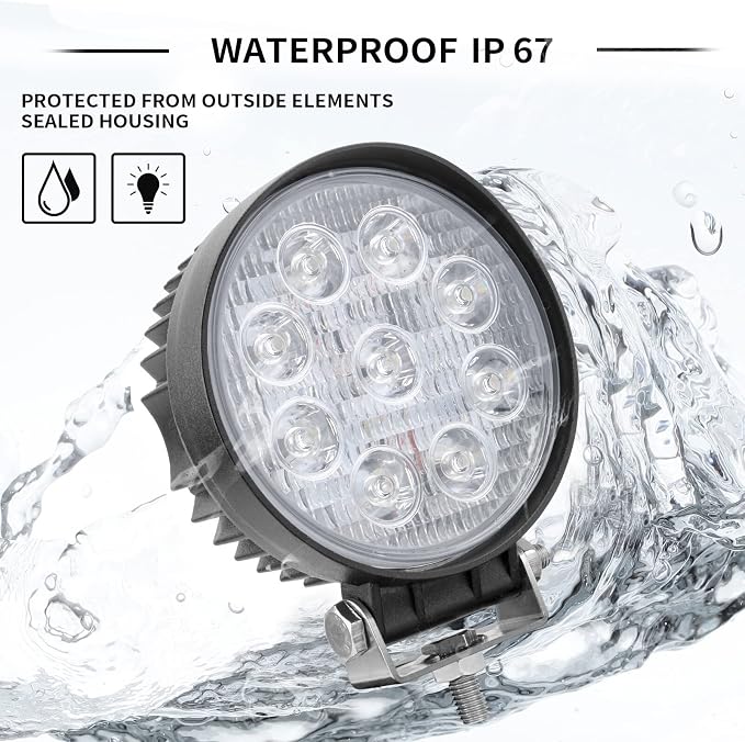 AUXMOTEC 27W Spot Blue Round Work LED Light Fog Offroad Off Road Lights Driving - Image 4